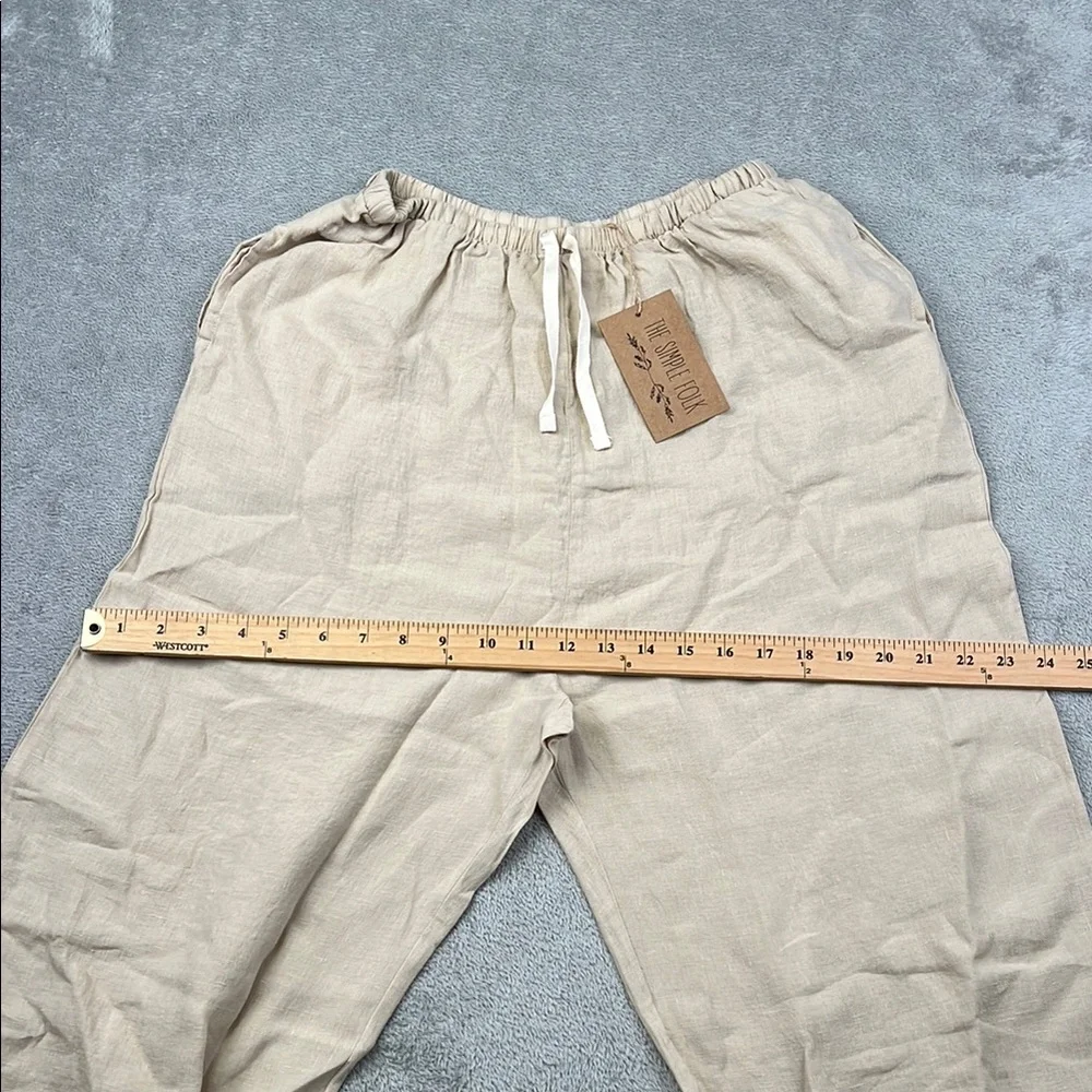 NEW The Simple Folk M 100%‎ Organic Linen Wide Leg Pants Oatmeal Cream Pockets